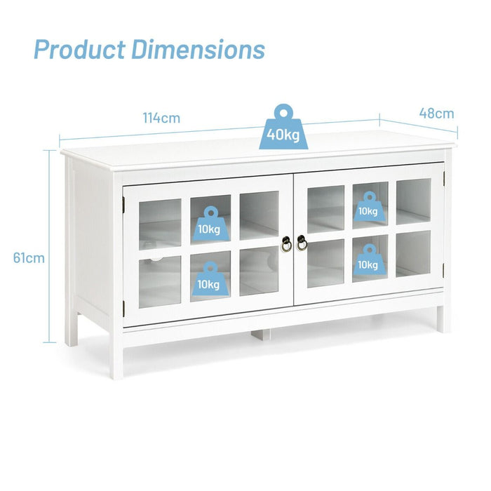 Modern Wooden TV Stand with Tempered Glass Doors for Tvs up to 50''