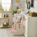 SEDOL 2-in-1 Convertible Toddler Learning Tower & High-Step Stool 3-Level Adjustable Height Kitchen Helper with Double Safety Rails and Anti-Slip EVA Pads – 65kg Capacity