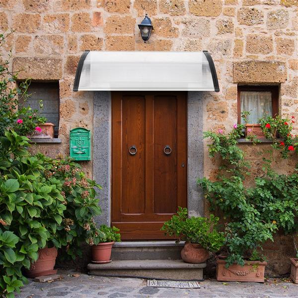 120x80cm Door Canopy – Outdoor Rain Cover Awning for Front Door, Window or Patio (White/Black)