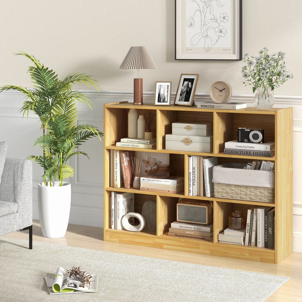 3-Tier Wooden Cube Bookcase with 8 Compartments