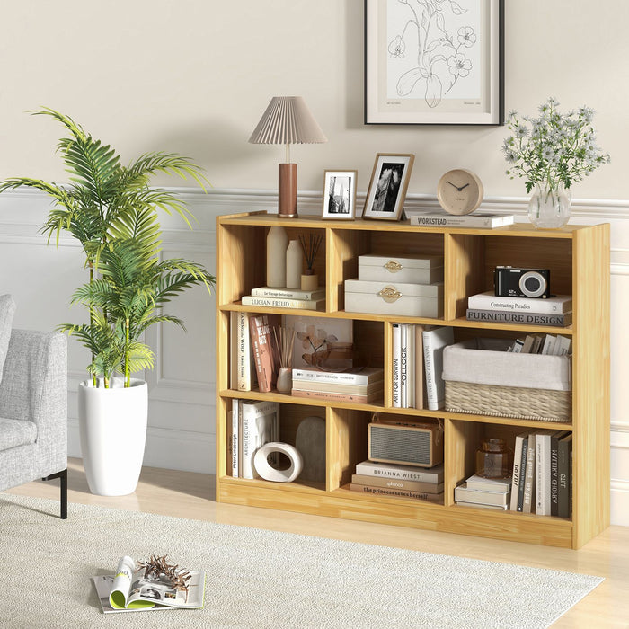 3-Tier Wooden Cube Bookcase with 8 Compartments