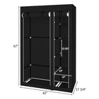 67" Portable Clothes Wardrobe – Fabric Closet with Hanging Rod (Black)