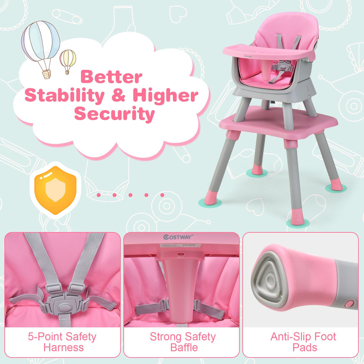 SEDOL 6-in-1 Ultimate Baby-to-Toddler High Chair & Activity Station with Building Block Tabletop Parental Booster Seat and Waterproof PU Leather Cushion – 25kg Capacity