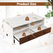 Rectangle Sofa Tea Table with Sturdy Metal Legs for Home Office