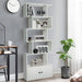 Industrial S-Shaped 5-Tier Bookcase with Cabinet