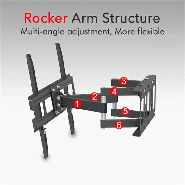 TV Stand for 32–70 Inch Screens – Double Arm Mount with Large Base, Height Adjustable, Swivel Tilt Bracket