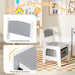 4 in 1 Kids Table and Chairs Set with Reversible Tabletop and Bookshelves