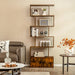 Industrial S-Shaped 5-Tier Bookcase with Cabinet