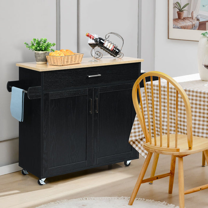 Rolling Kitchen Storage Trolley with Adjustable Shelf and Drawer