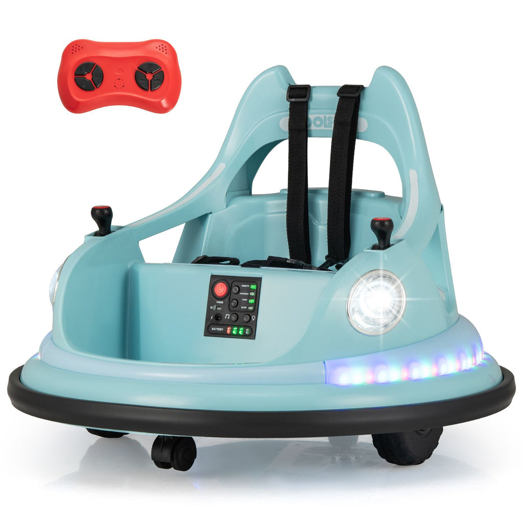 SEDOL 12V High-Performance Kids Bumper Car with 5-Point Safety Harness 360° Zero-Turn Dual Joysticks and 5-Mode LED Light Show – 12V Powered for Ages 3+