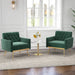 Modern Velvet Accent Chair with Button Tufted Back and Golden Metal Legs