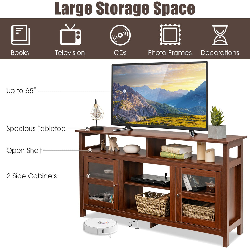 Living Room Console Table for Tvs with Wooden Fireplace and 2 Cabinets