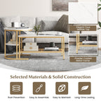Set of 2 Nesting Coffee Table with Extra Storage Shelf