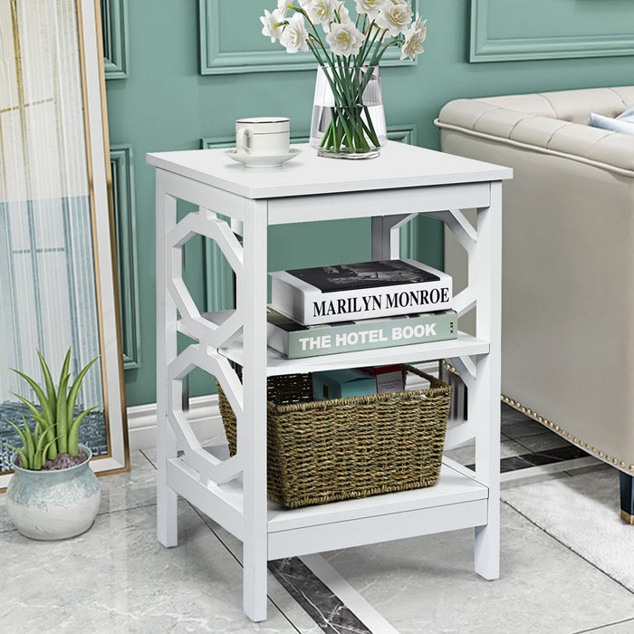 3-Tier Bedside Table with Storage Shelves for Living Room Bedroom