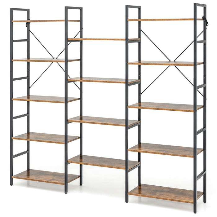 5-Tier Industrial Bookshelf with 14 Open Shelves for Home Office