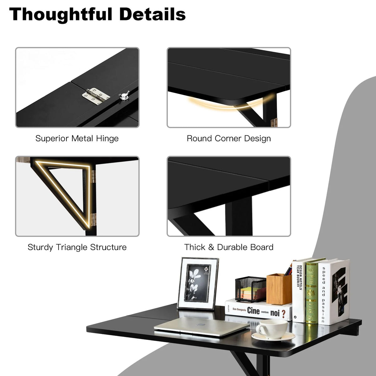 80 X 60 Cm Wall Mounted Folding Table Drop-Leaf Floating Writing Desk