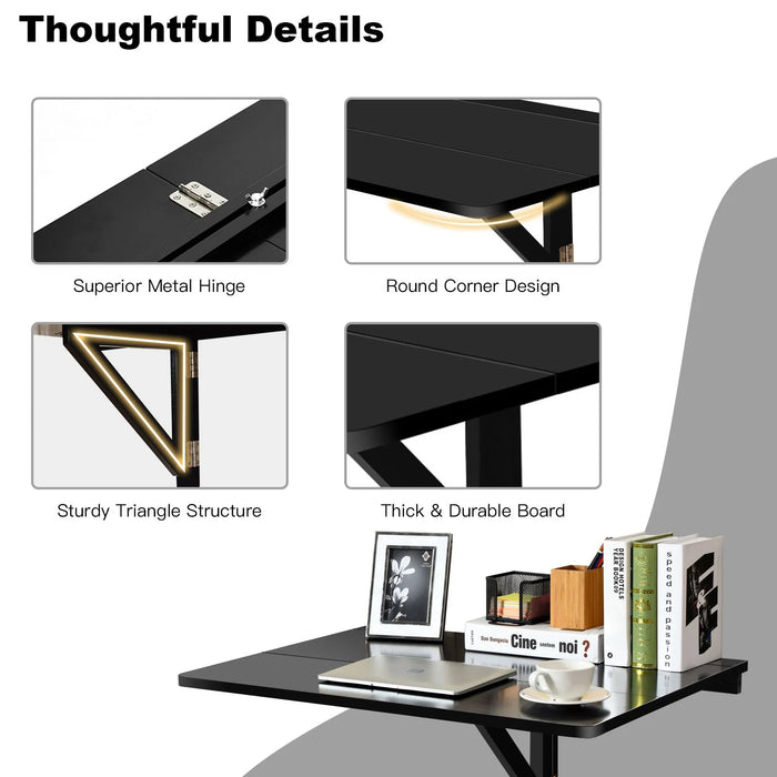 80 X 60 Cm Wall Mounted Folding Table Drop-Leaf Floating Writing Desk