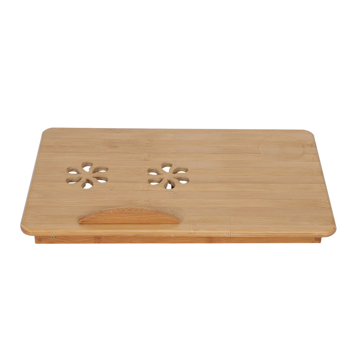 Bamboo Bed Laptop Desk – Adjustable Foldable Lap Desk with Drawer, Cup Holder & Ventilation