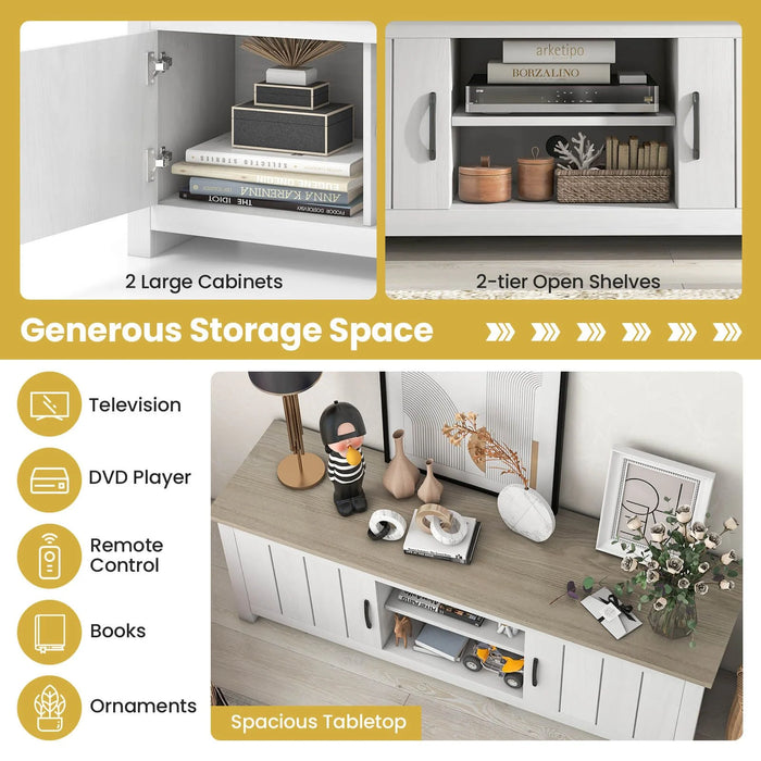 TV Stand with 2 Doors and Storage Shelves for Tvs up to 65 Inches
