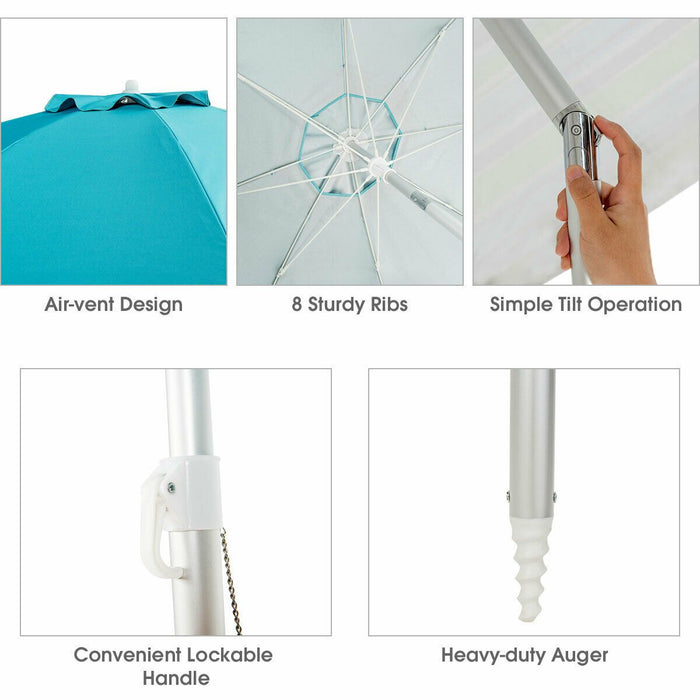 2m Patio Tilting Parasol with UPF 50+ UV Protection