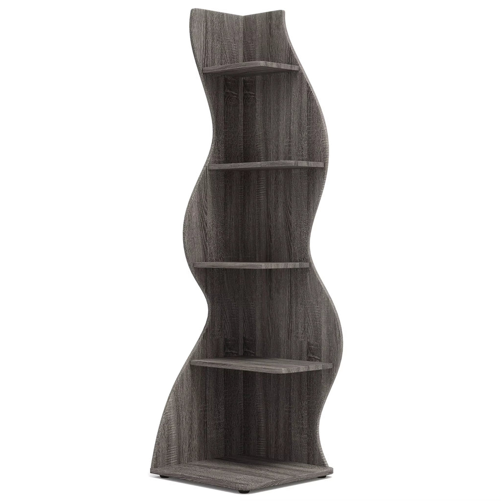 SEDOL Corner Shelf 5-Tier Modern Wall Bookshelf Stylish Tall Corner Storage Rack Small White Bookcase Plant Stand for Living Room Bedroom Office Space Saving
