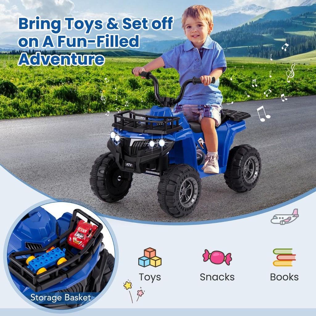 6V Kids Quad Ride-On – One-Button Start ATV with Tread Tires & MP3 Player