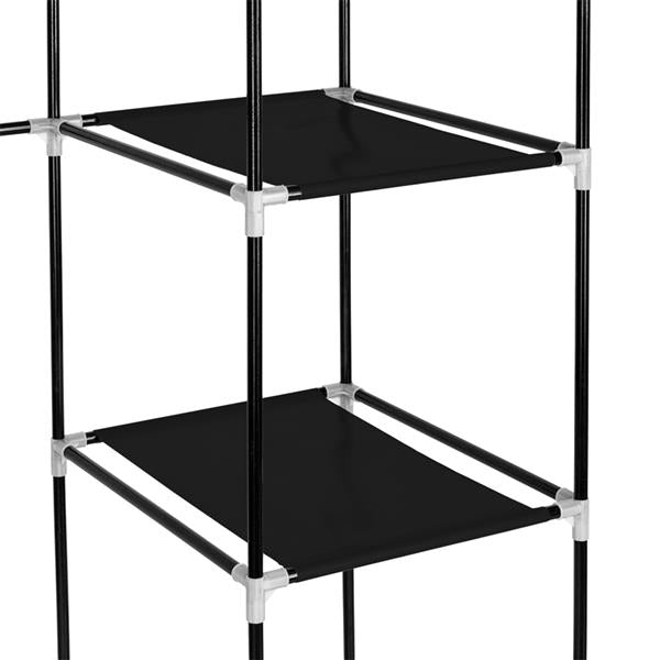 67" Portable Clothes Wardrobe – Fabric Closet with Hanging Rod (Black)