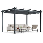 3x4m Outdoor Retractable Pergola with Adjustable Sun Shade Canopy