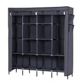 67" Portable Clothes Wardrobe – 12-Shelf Fabric Closet Organiser (Grey)