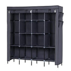 67" Portable Clothes Wardrobe – 12-Shelf Fabric Closet Organiser (Grey)