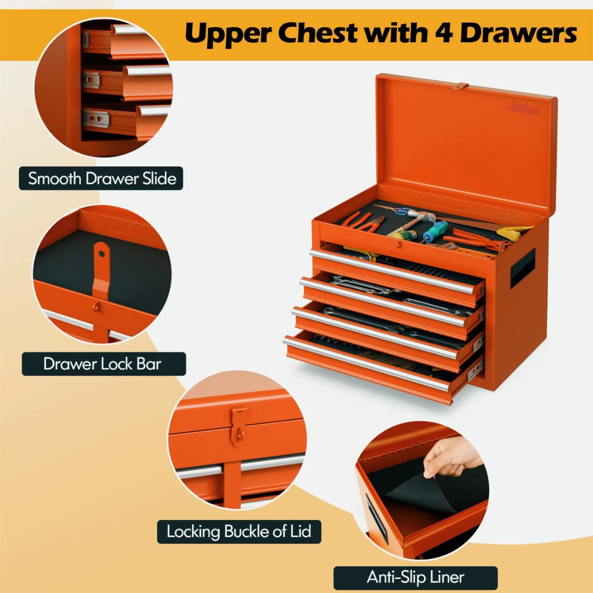 High-Capacity Rolling Tool Cabinet – Lockable Wheels, Metal 2‑in‑1 Chest & Base