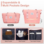 4-Piece Luggage Set with Handbags & Toiletry Kit – Durable Hard Shell Suitcases 18"/20"/24"/28" with Spinner Wheels, Travel Tote & Wash Bag – Pink