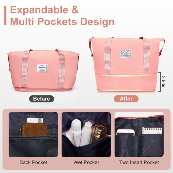 4-Piece Luggage Set with Handbags & Toiletry Kit – Durable Hard Shell Suitcases 18"/20"/24"/28" with Spinner Wheels, Travel Tote & Wash Bag – Pink
