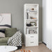 6-Tier Modern Wooden Bookshelf with 4 Open Shelves and 2 Drawers