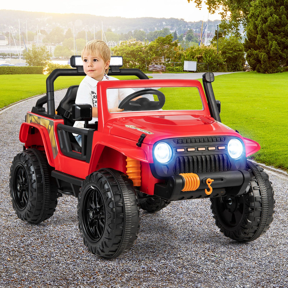 SEDOL 12V Parent-Child Ride-On Truck with 100kg High-Capacity Load High-Torque Dual Motors Parental Remote Control and Integrated Adult Seat with Folding Foot Pedals