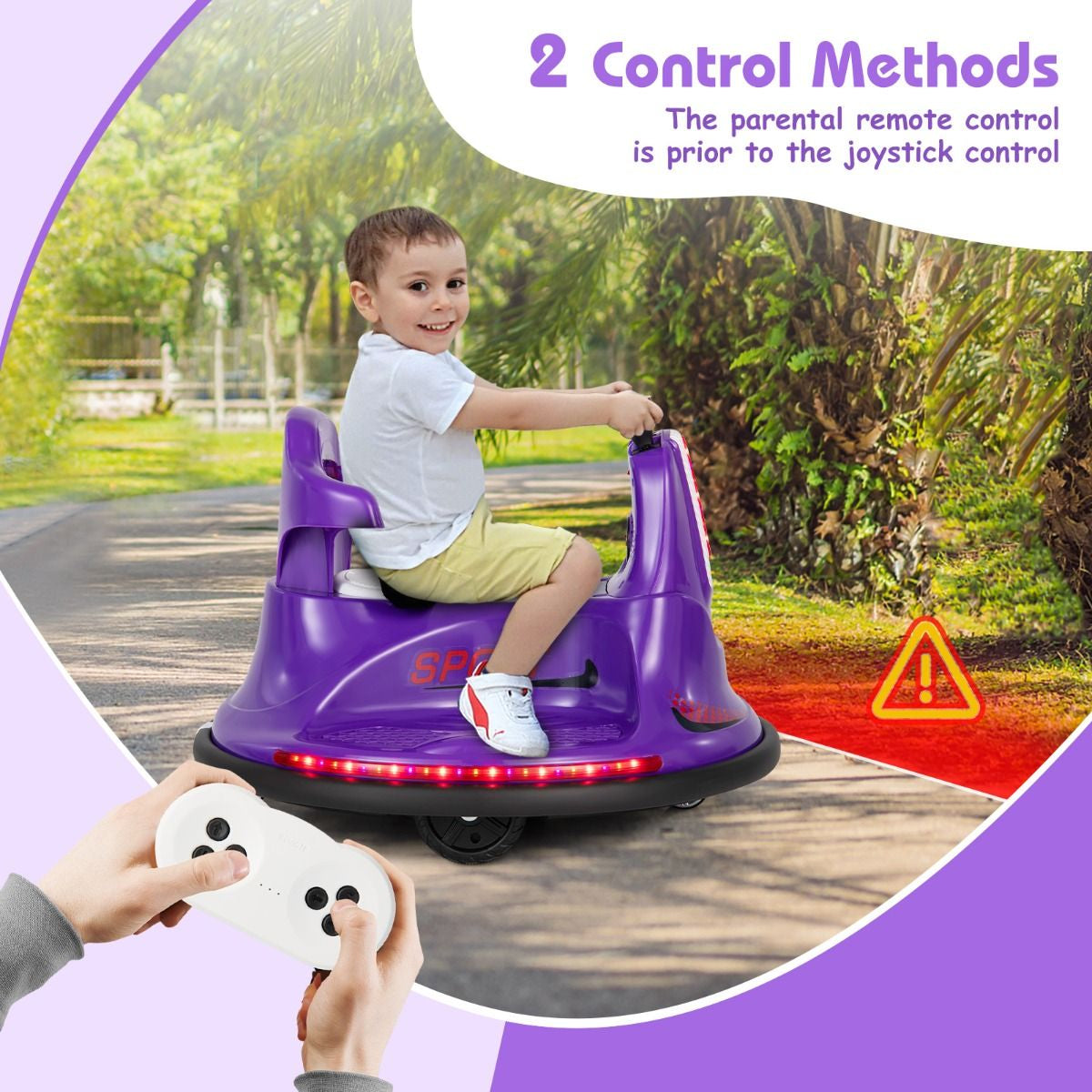 SEDOL 12V High-Performance Kids Bumper Car with 360° Zero-Turn Dual Joysticks Parental Remote Control LED Surround Lighting and Integrated USB/Story Hub