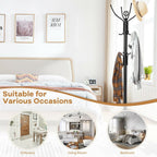 Modern Freestanding Metal Coat Stand with 12 Hooks