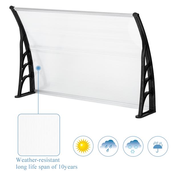 120x80cm Door Canopy – Outdoor Rain Cover Awning for Front Door, Window or Patio (White/Black)