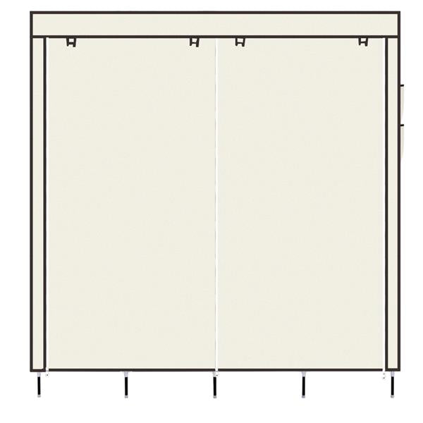 67" Portable Clothes Wardrobe – 12-Shelf Fabric Closet Organiser (Beige)