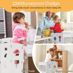 SEDOL Folding Montessori Learning Tower for Toddlers Space-Saving Height Adjustable Kitchen Helper Stool with Safety Latches and Full-Surround Guardrails