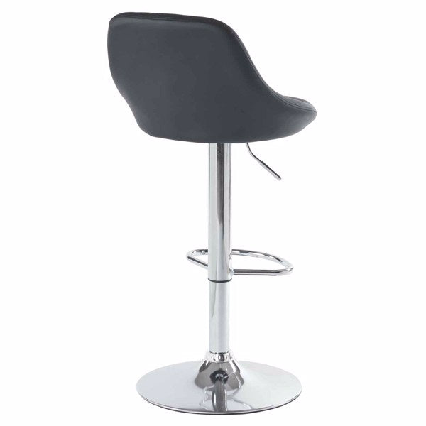 Adjustable PU Leather Counter & Bar Stool Set of 2 – Swivel 360°, Gas‑lift Height, Backrest, Footrest – Black