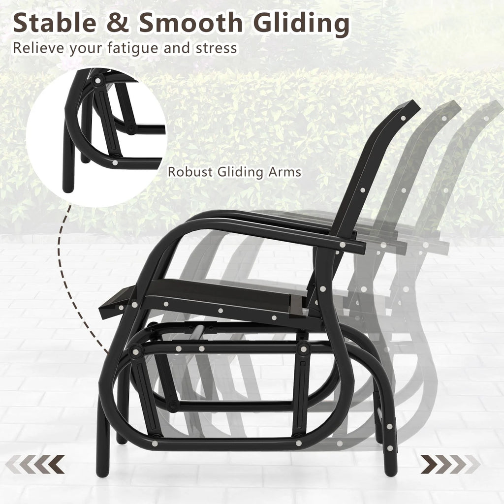 Glider Rocking Chair – Outdoor Swing Seat with Steel Frame & Breathable Fabric