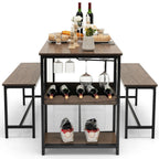3 Pieces Kitchen Dining Set with Storage Rack