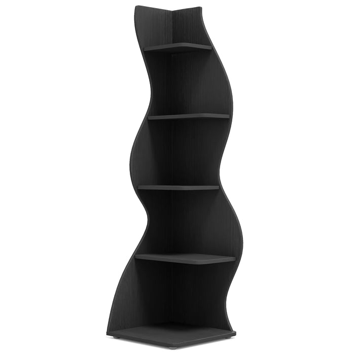 SEDOL Corner Shelf 5-Tier Modern Wall Bookshelf Stylish Tall Corner Storage Rack Small White Bookcase Plant Stand for Living Room Bedroom Office Space Saving