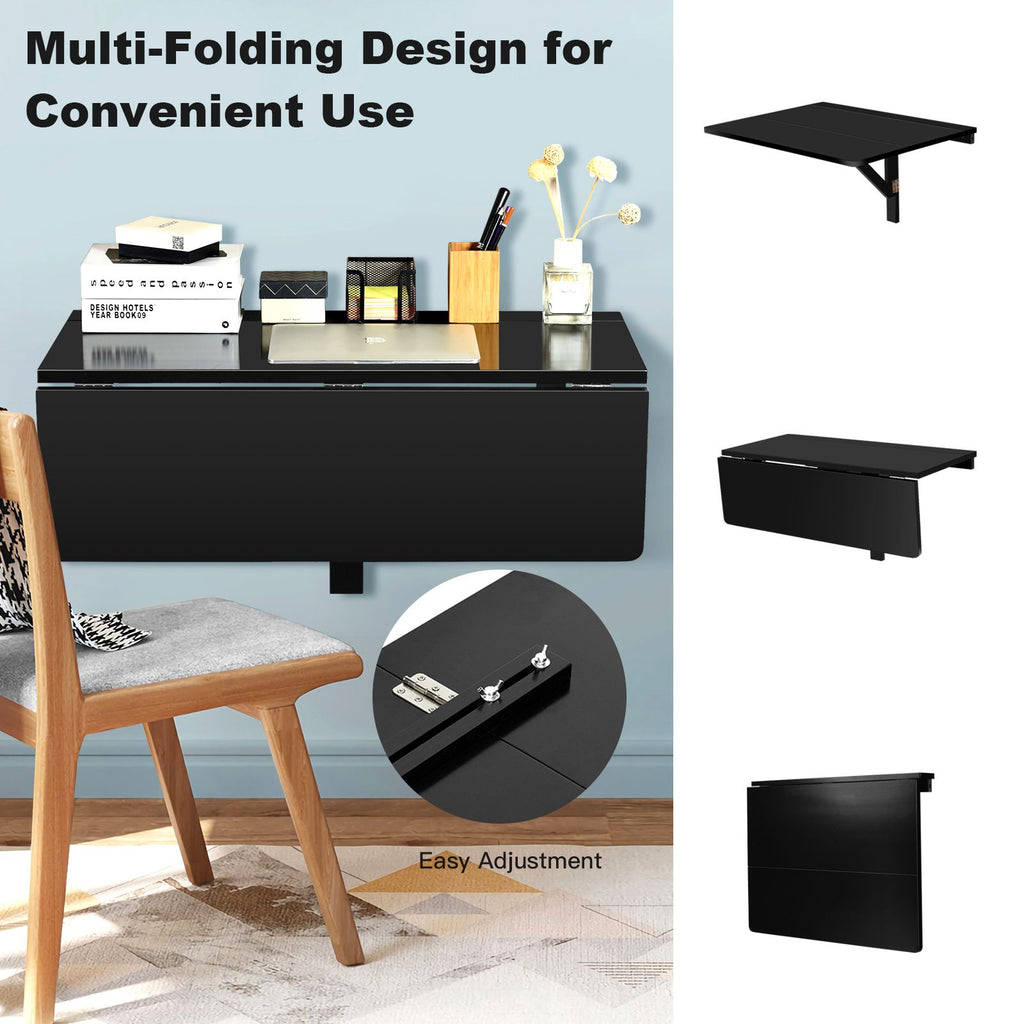 80 X 60 Cm Wall Mounted Folding Table Drop-Leaf Floating Writing Desk