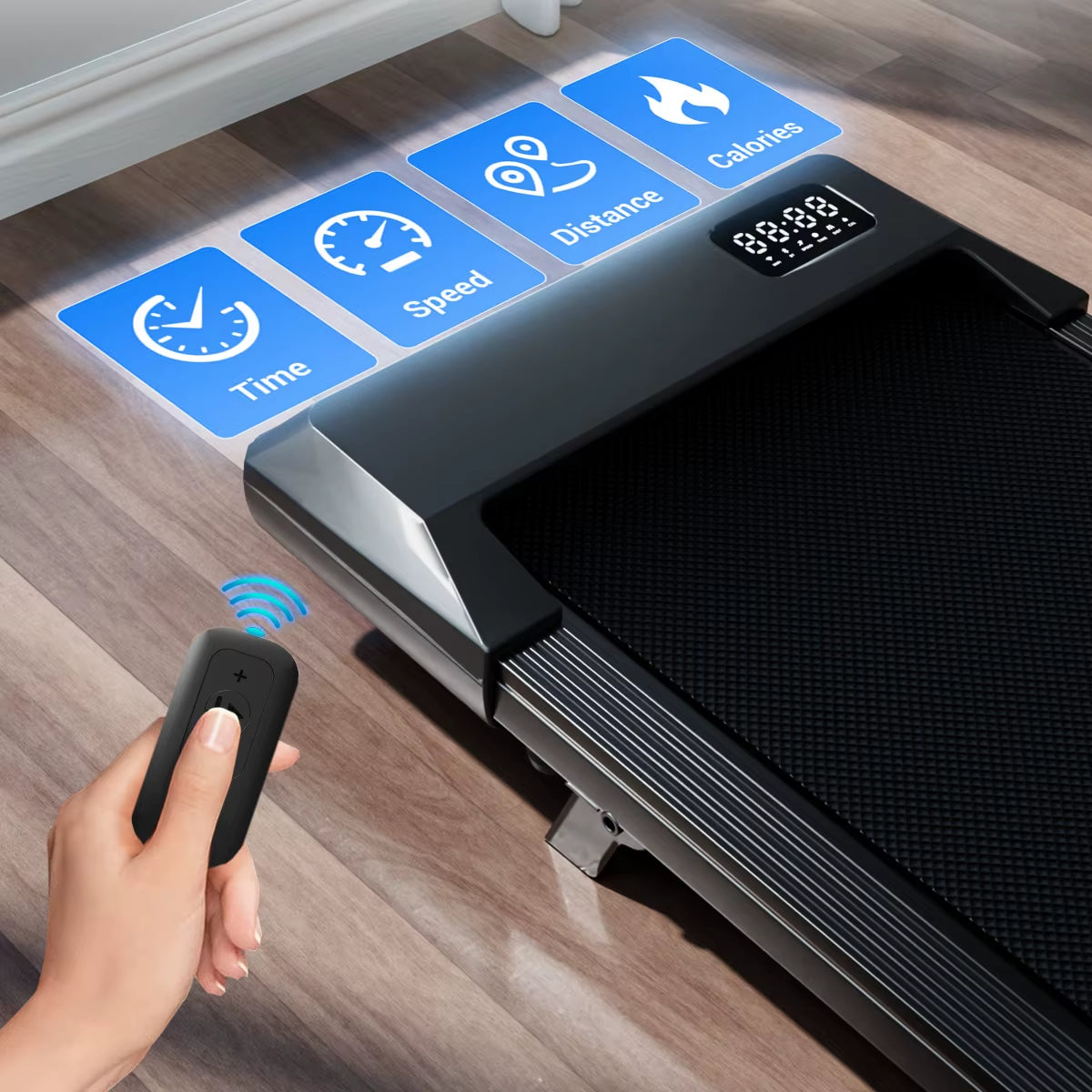 SEDOL Foldable Under Desk Treadmill Walking Pad 2.5HP Quiet Motor, 6% Incline, 300lbs Capacity, LED Display, Remote Control Portable Walkingpad