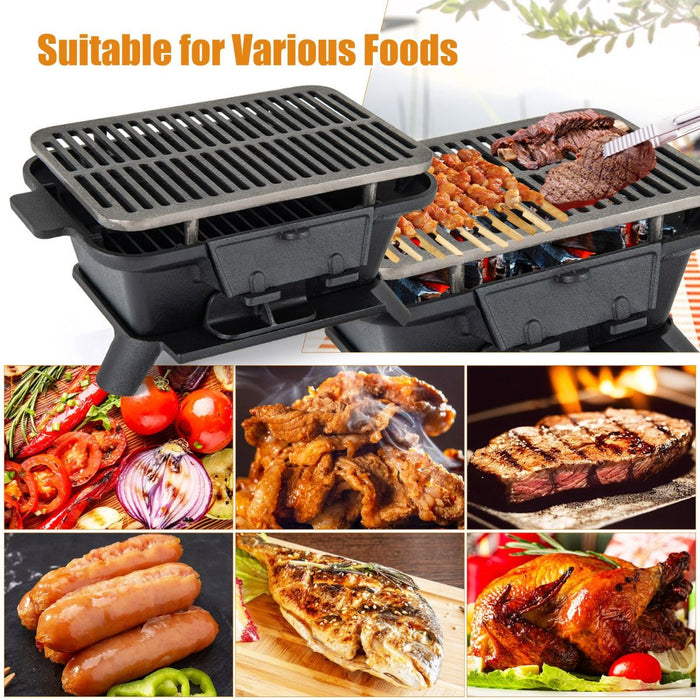 Portable Charcoal Grill Stove with Rotatable Grill & Foldable Body