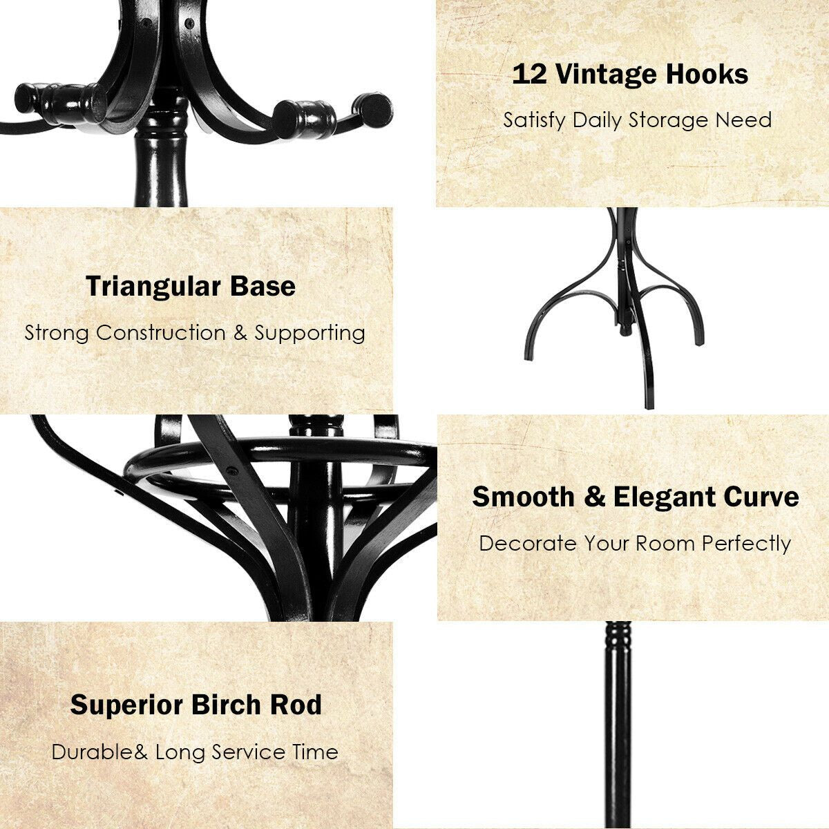 Wooden Coat and Hat Stand