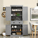 4-Door Tall Kitchen Cupboard Adjustable Shelves and Drawer