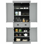 4-Door Tall Kitchen Cupboard Adjustable Shelves and Drawer